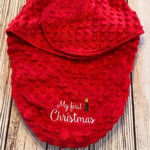 My First Christmas Red Swaddle Blanket Girl’s Size 0-3 Months Little Me